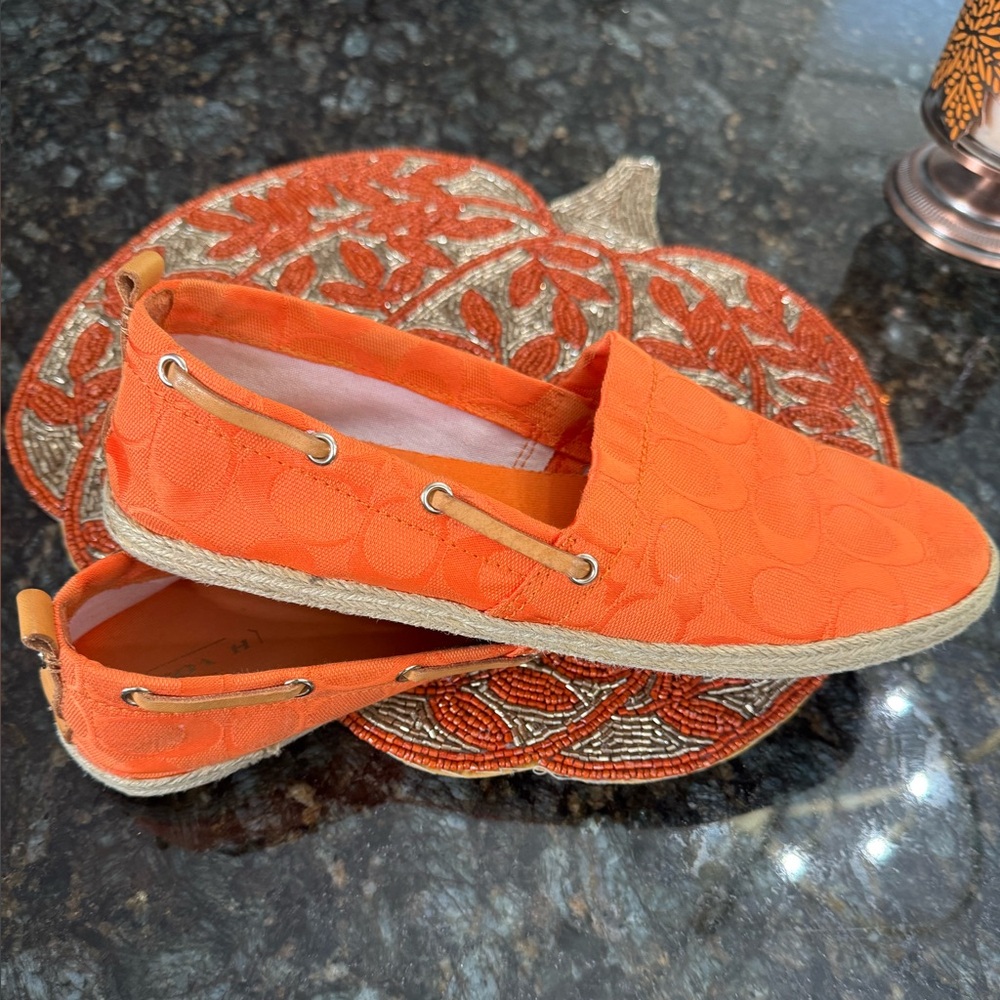 Coach Orange Fabric Detail Espadrille Ladies Shoes Size 9.5